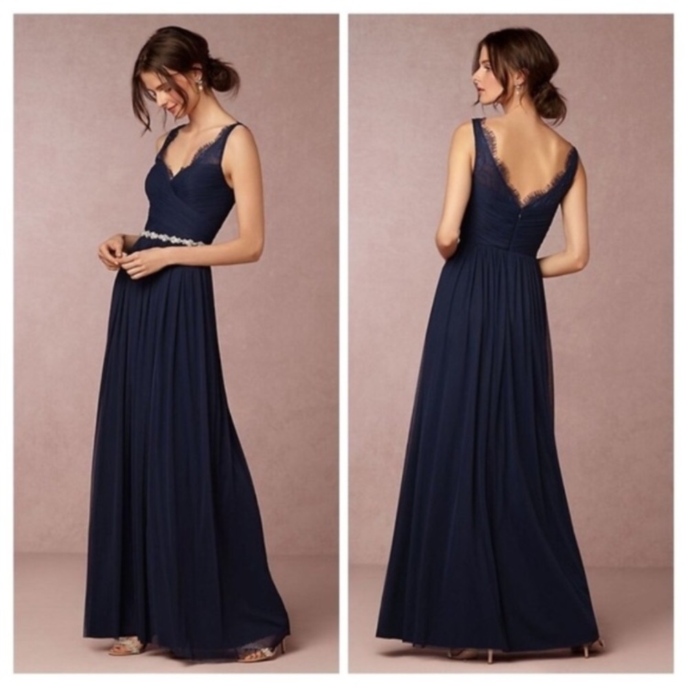 ANTHRO BHLDN Hitherto Fluer Maxi Dress Navy
